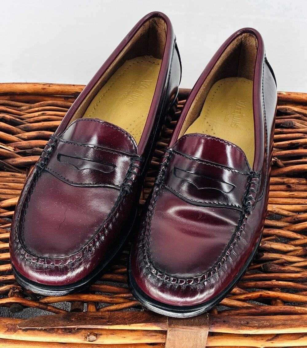 G.H. Bass Weejuns Penny Loafers Womens 6M Burgundy Oxblood Leather Vintage 4005